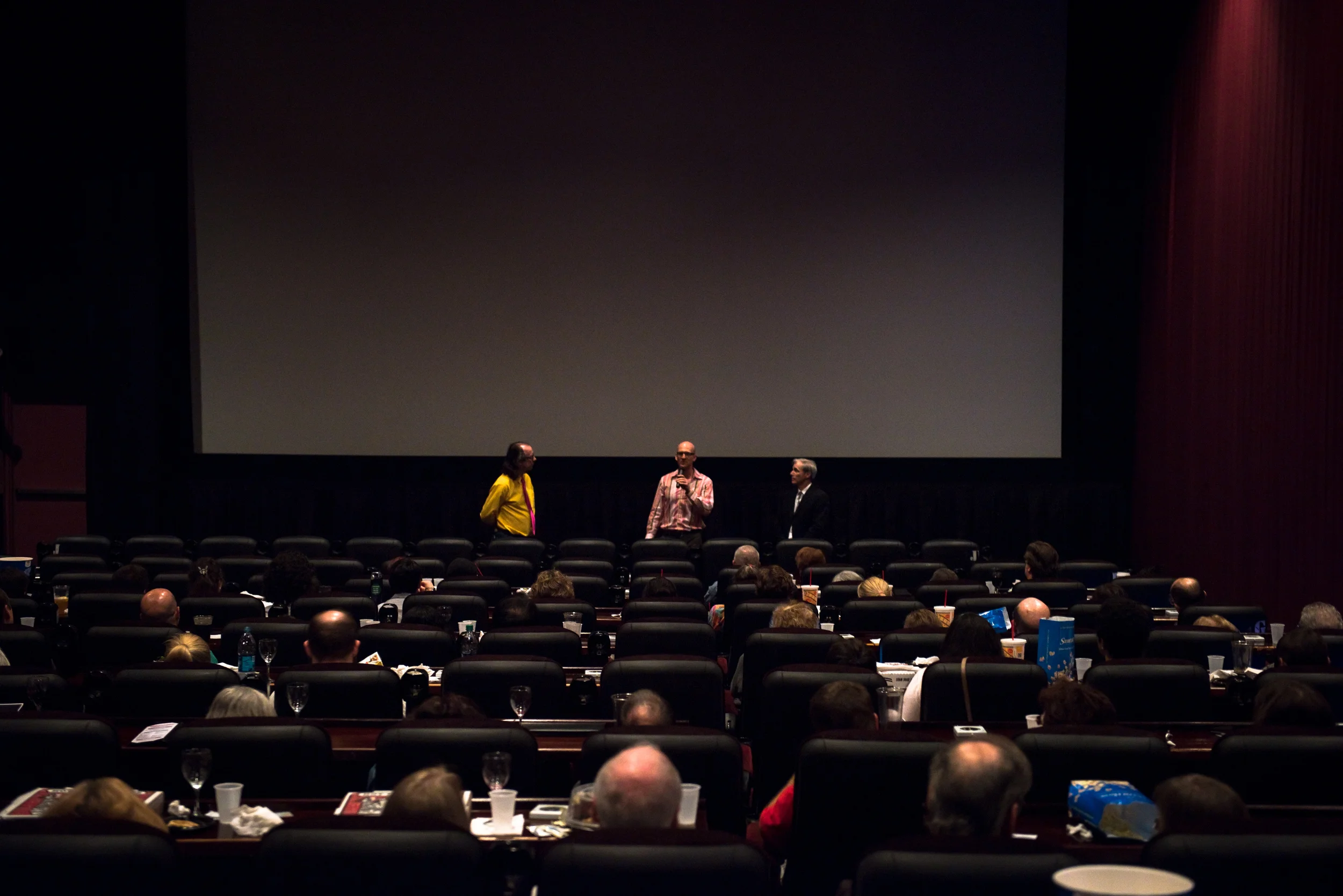 Addressing the audience at the premiere of Upon the Awful Tree