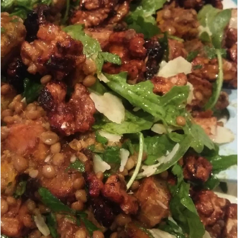  Roasted Sweet Potato, Lentil and Walnut Salad  