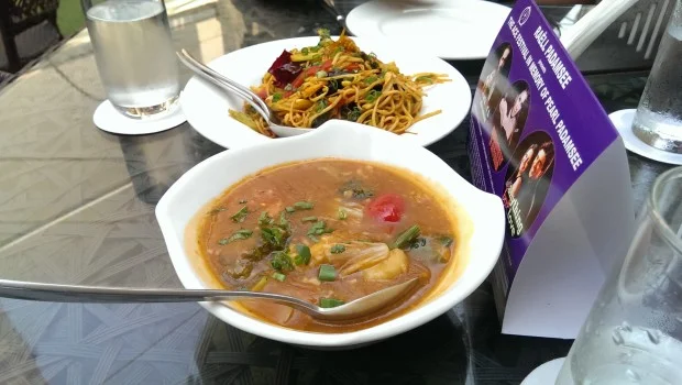 Asian Veg and Water Chestnuts with Sambol Glaze, Mee Goreng Noodles @ Cafe at The NCPA, Nariman Point