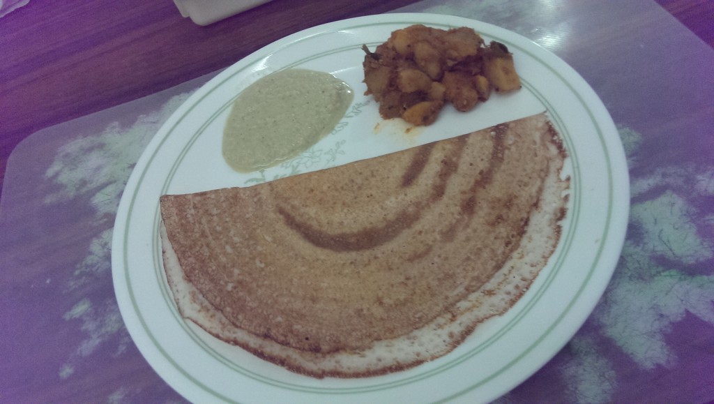 Fresh Dosa with Aloo and Chutney = Yum