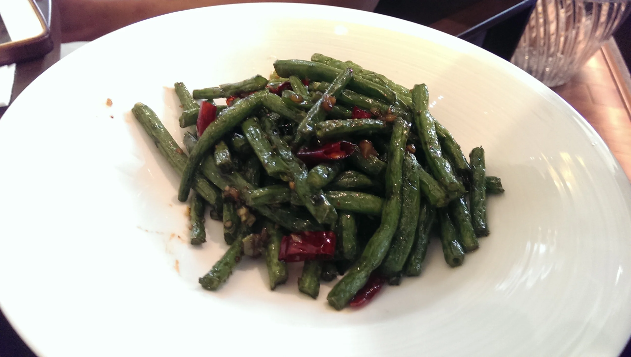 Beans tossed in garlic and red chillies @ Ming Yang