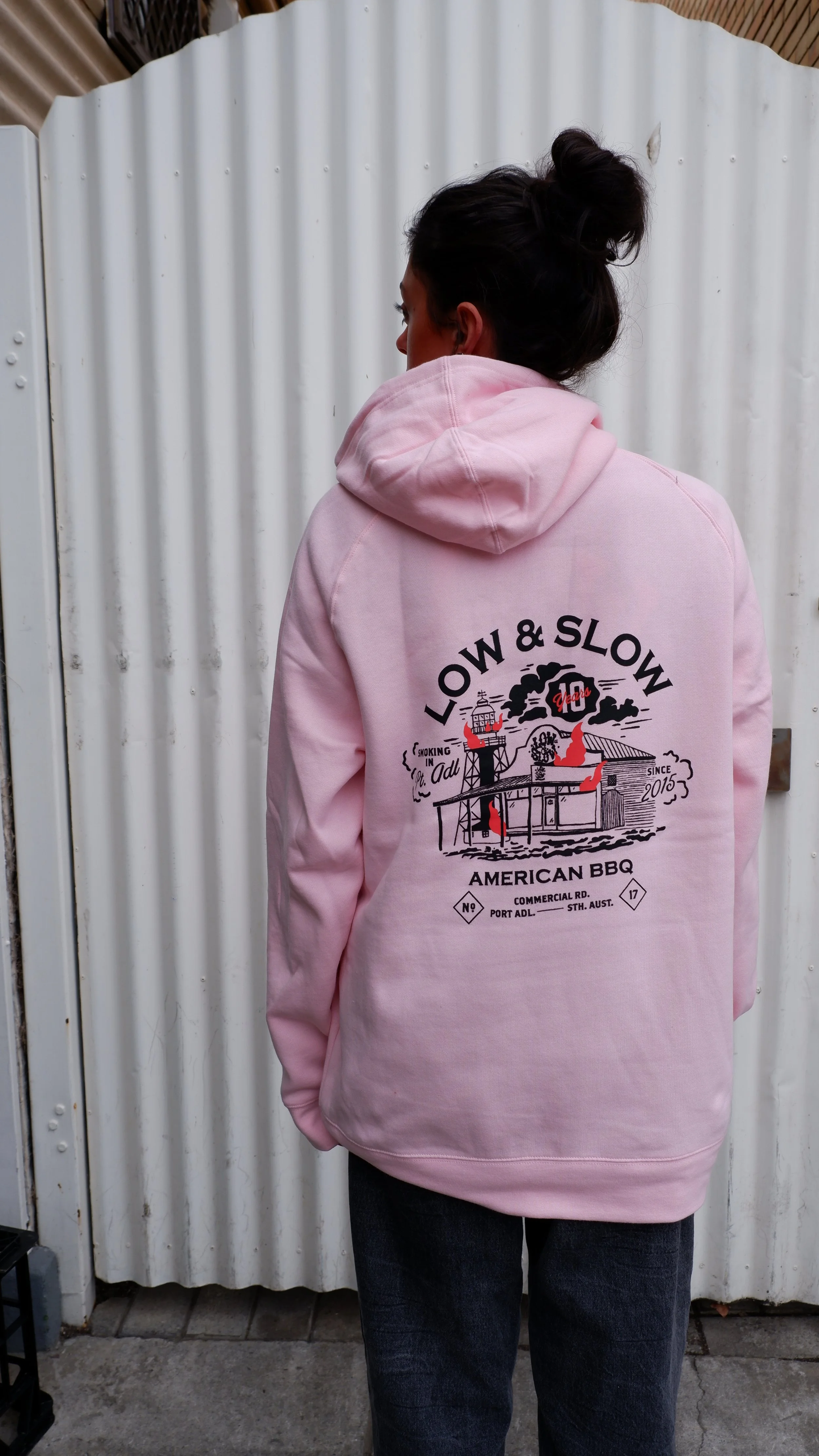 Low & Slow 10 Year Anniversary Hood "Smoking in the Port" - in Pink UNISEX