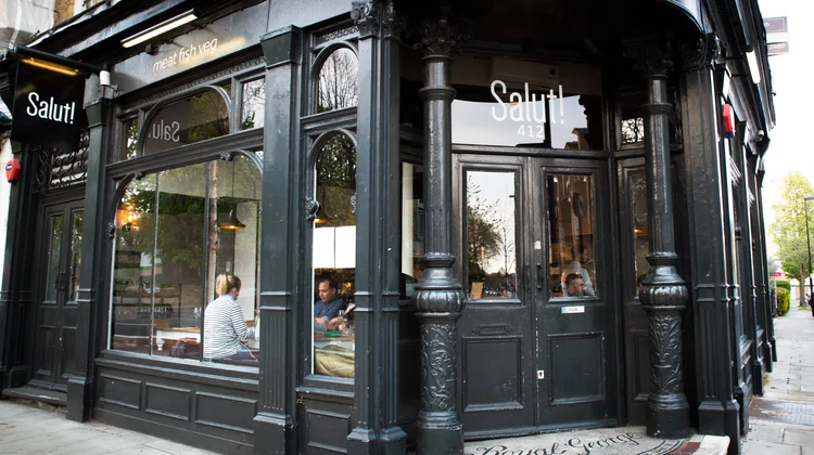 Salut’s entrance at 412 Essex Road, Islington