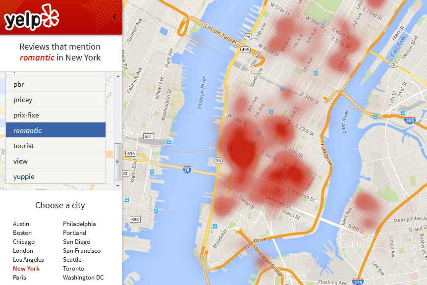 Romantic areas in NYC. Source: http://www.yelp.com/wordmap/nyc/romantic