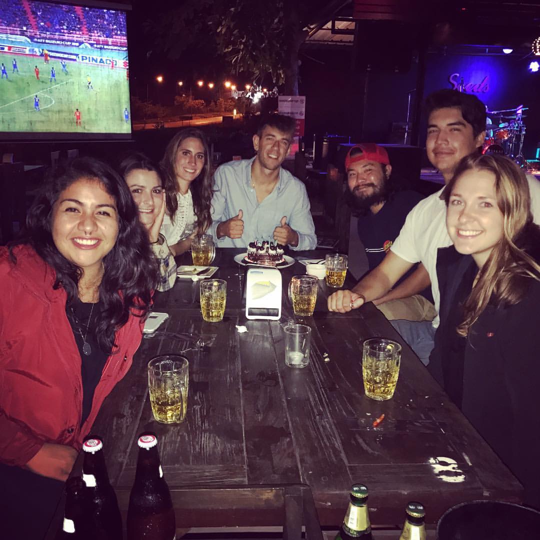 A typical night with the farangs (and Al, our Thai BFF) at Seeds restaurant to celebrate Paul's birthday.