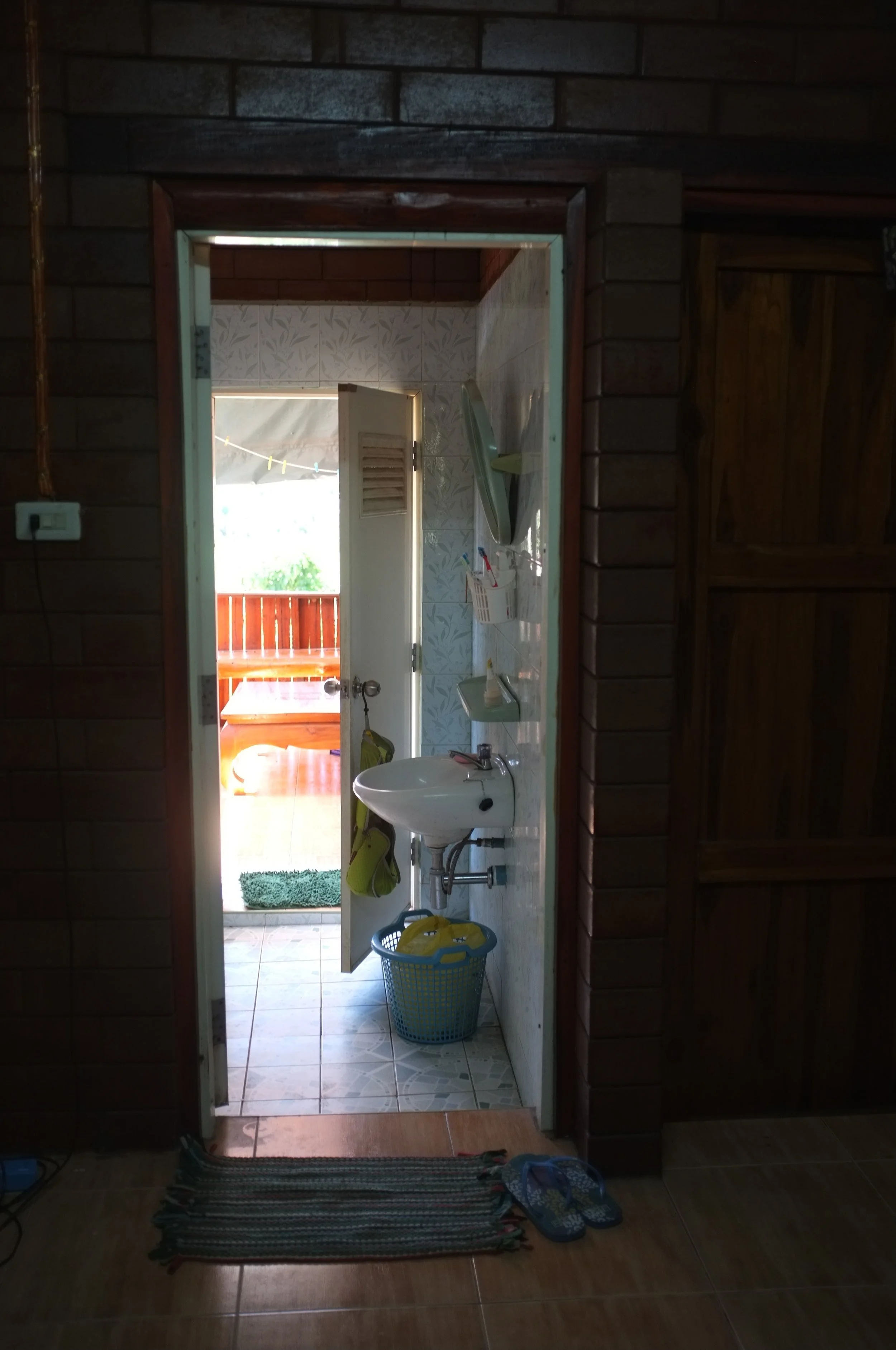 View from my bedroom to the living room through the bathroom