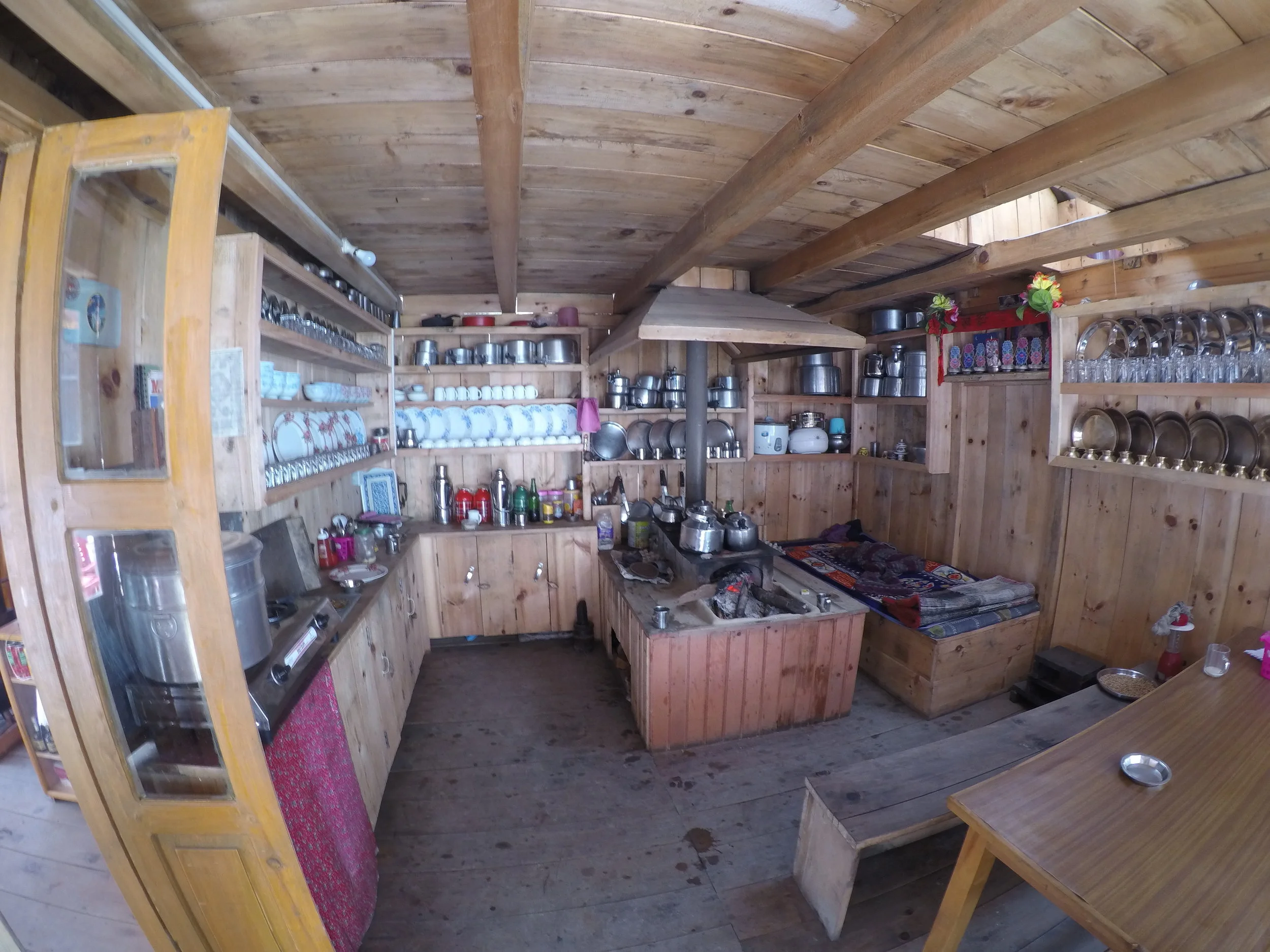 The inside of a smaller tea house along the trail. Thank you for letting us use your squatty potty!