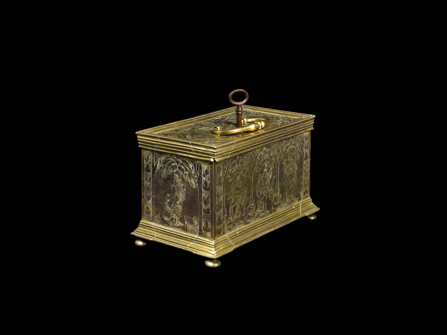 EROTICA CASKET South German circa 1550 Gilt bronze 9.5 x 14 x 8.6 cm