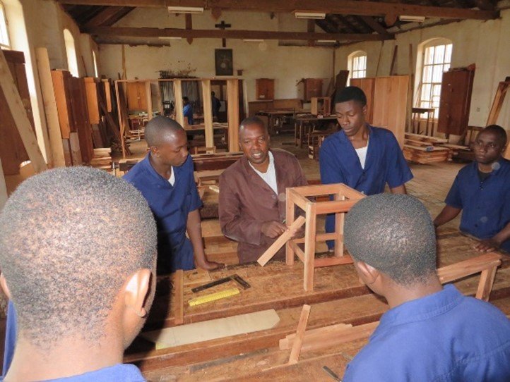 Trade School students at Carpenter Shop