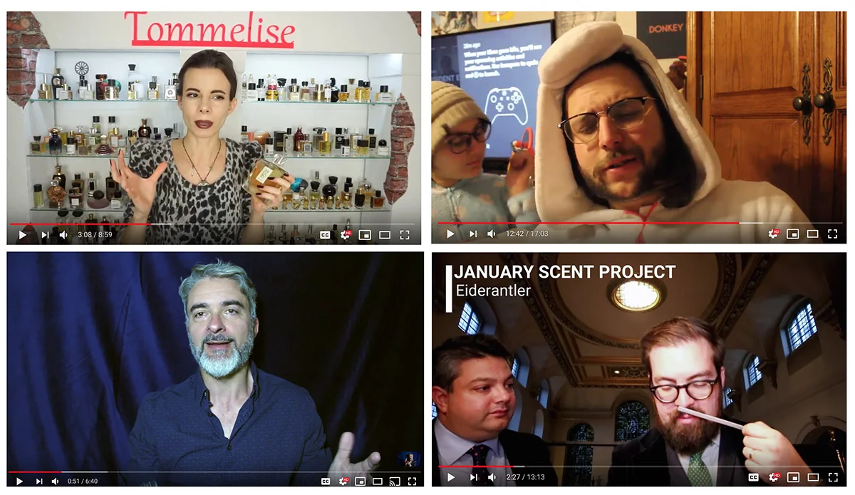 Collection of Vloggers from YouTube: Tommelise, Joey Cannoli, The Scentinel, Wafts From the Loft