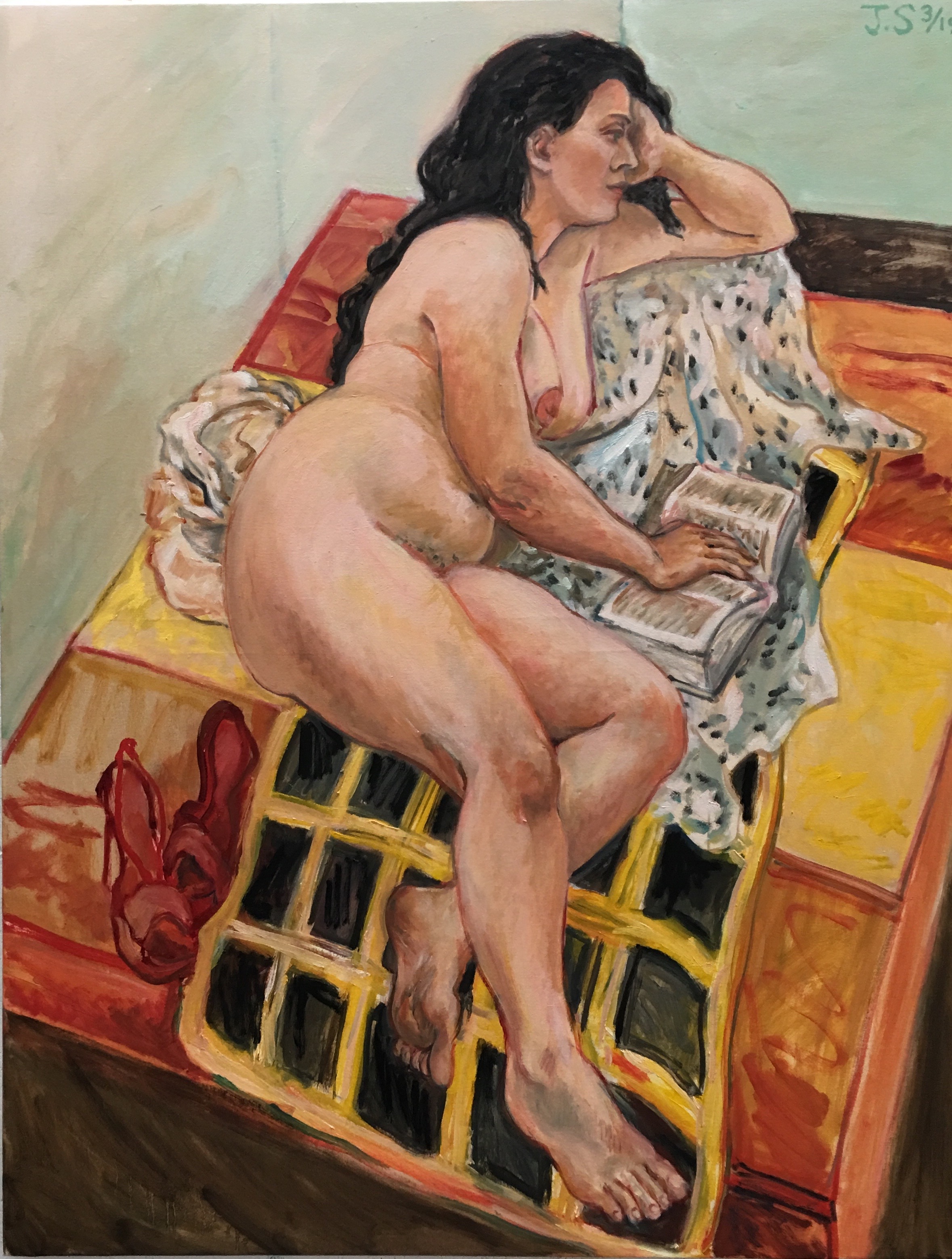 Katalin Reading 3/'19 54x42" oil/c