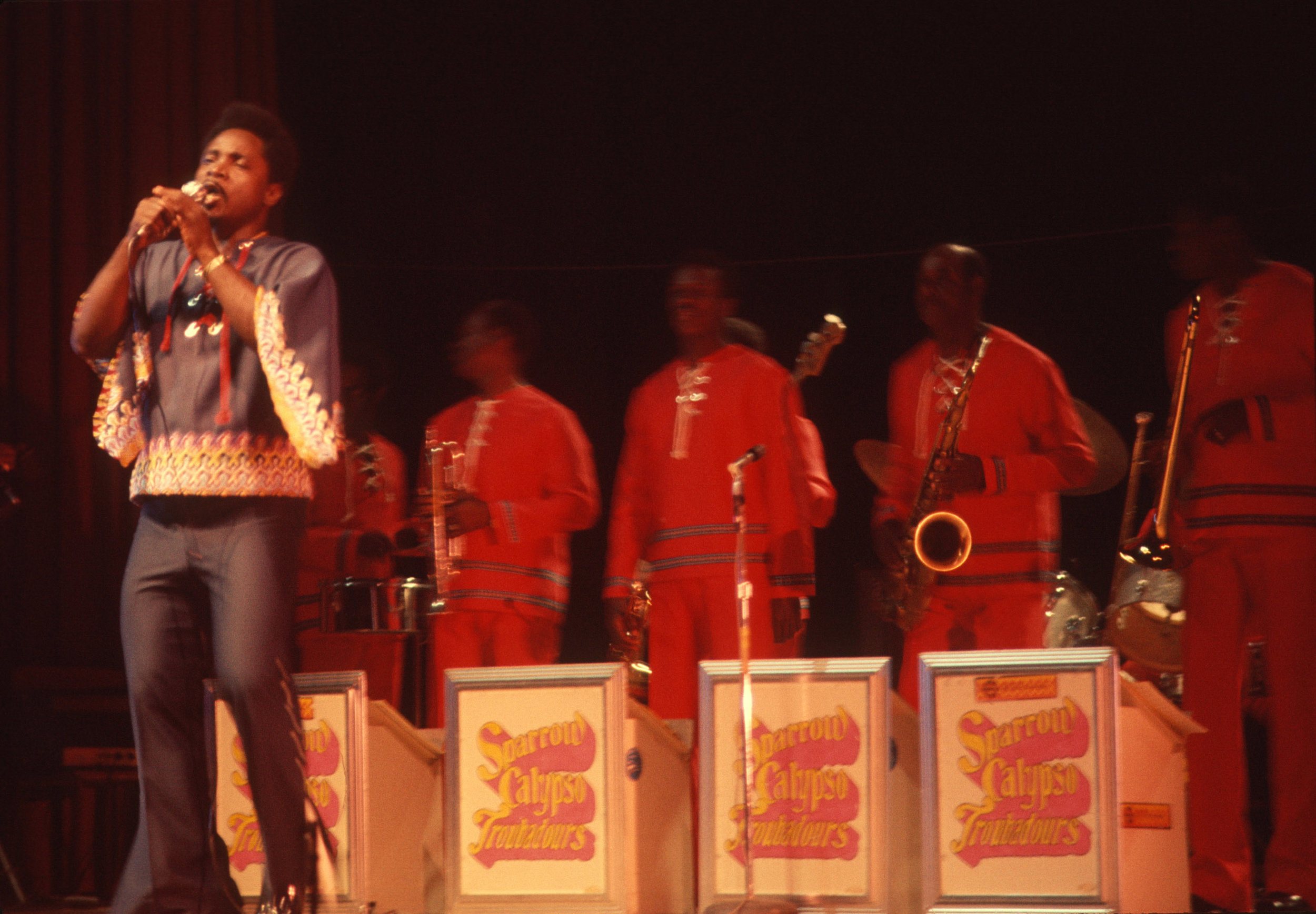 Calypso singer the Mighty Sparrow and his band.