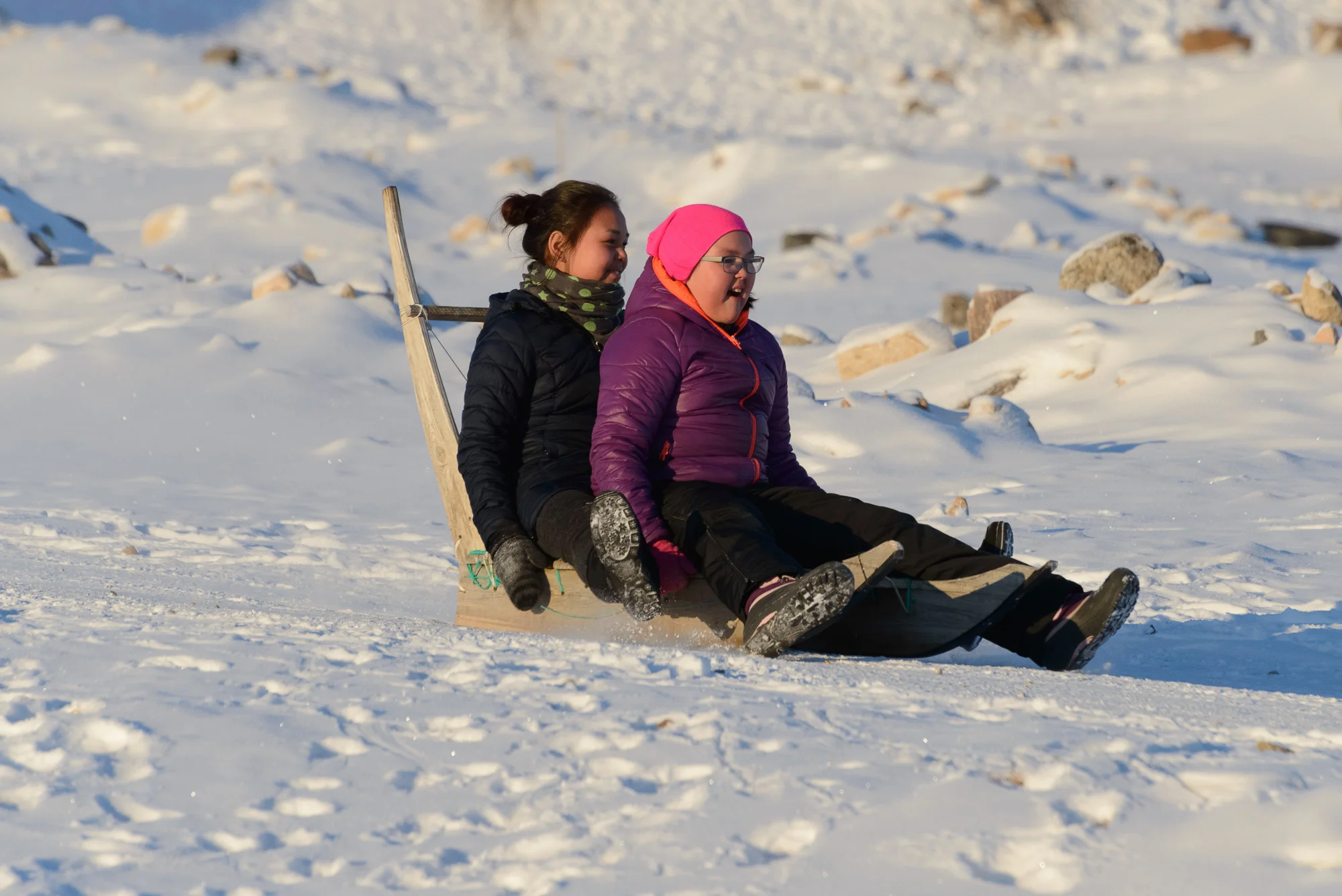Girls Sledding