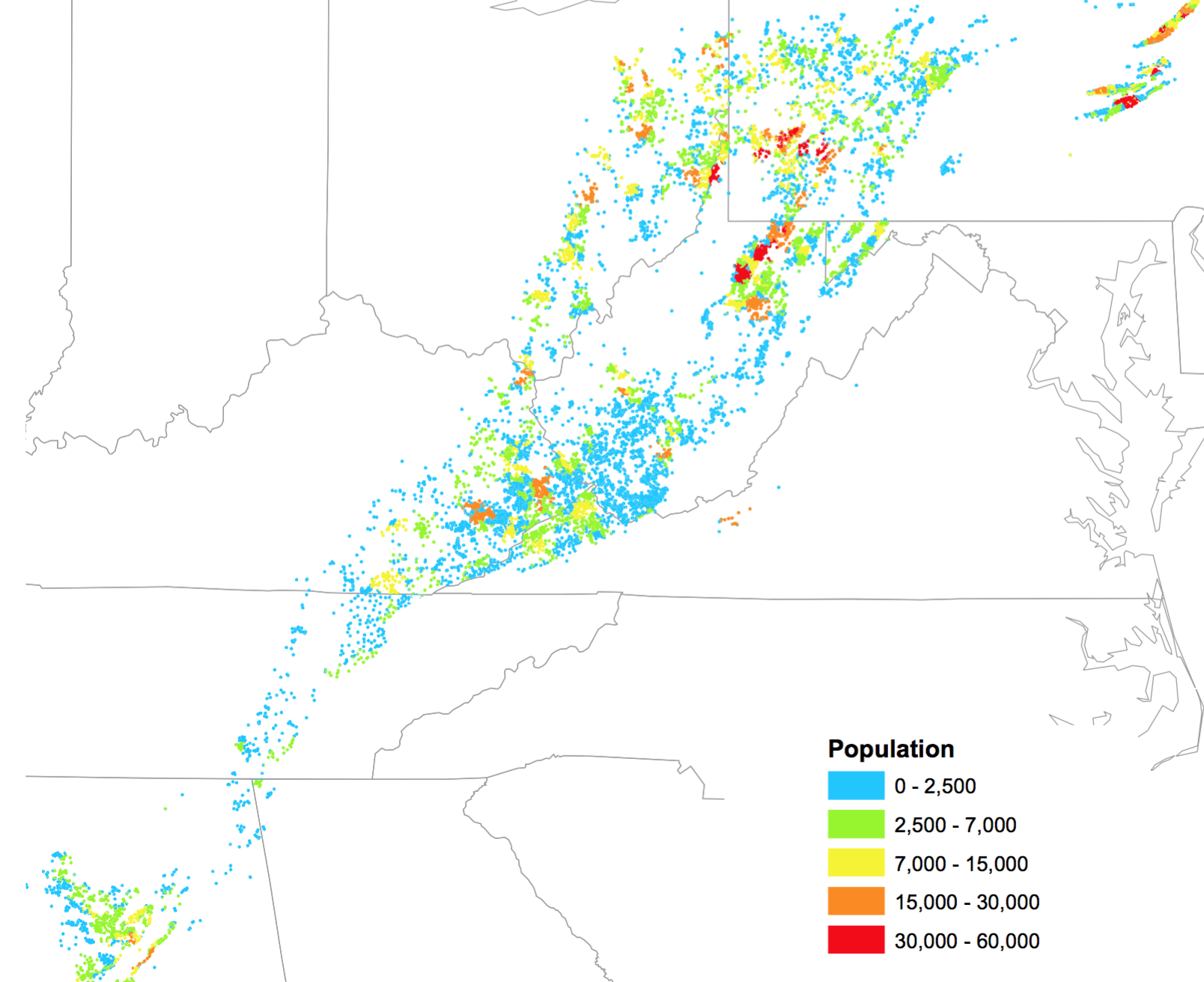 Number of residents within 1 mile of an Abandoned Mine Land (AML) site.