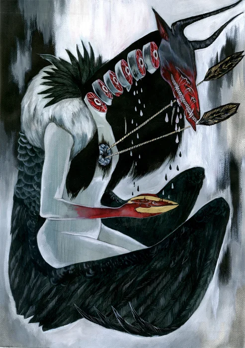 "LARVA MACROSOMA" - WATERCOLOR, INK, ACRYLIC