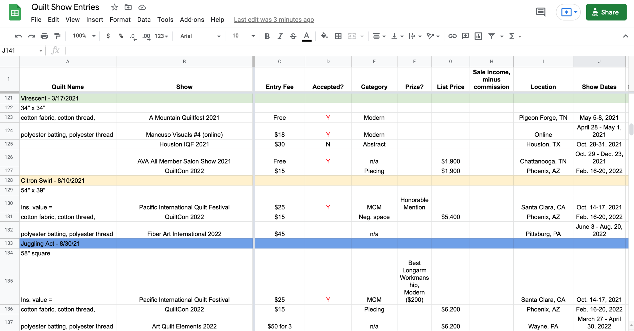 How to Keep Track of Your Quilt Show Entries — Modern Quilts Made by