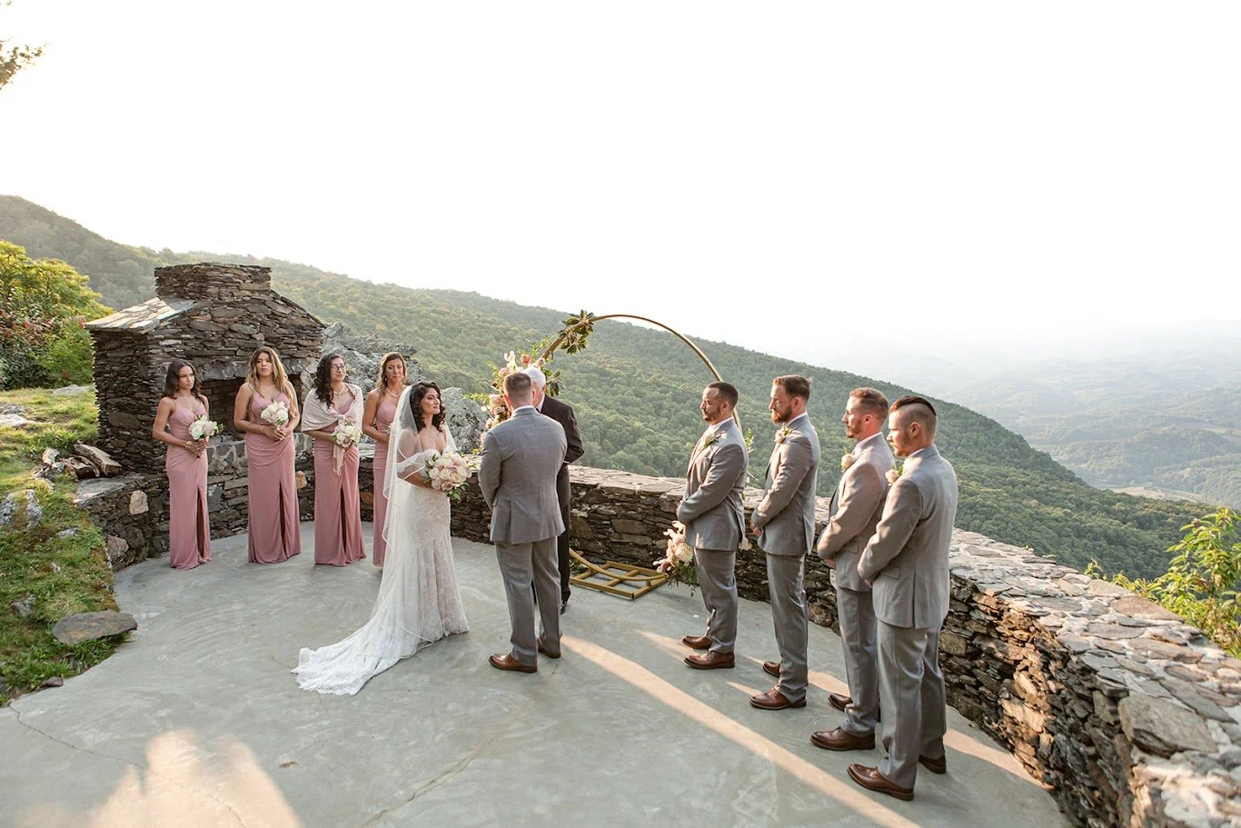 mountaintop-wedding-ceremony-stone-terrace-wedding-party