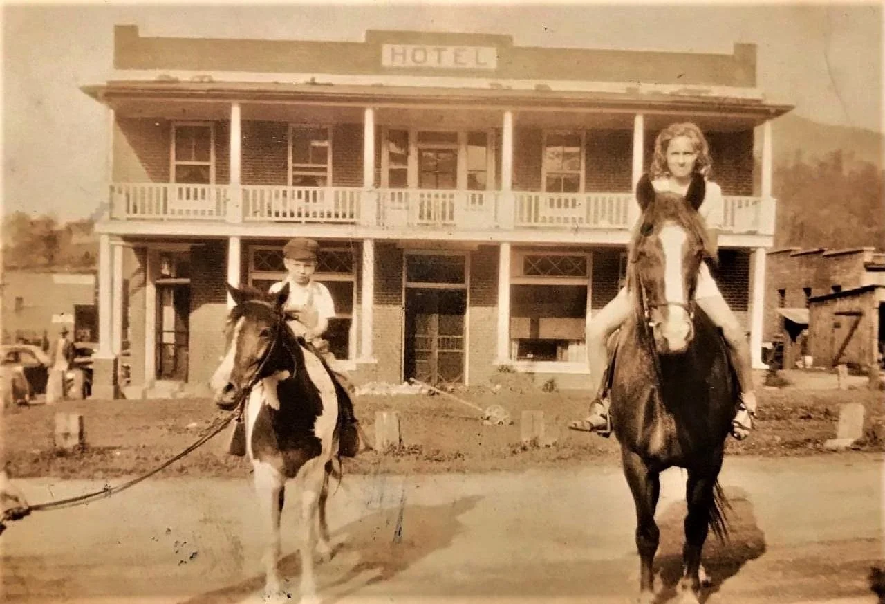 Website timeline graphic describing the hotel restoration from 2019 through the challenge, preservation, and grand reopening.