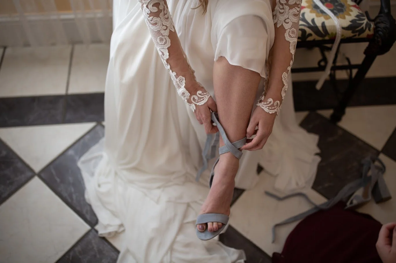 : bridal-bouquet-blue-heels-and-vow-books-flatlay.jpg