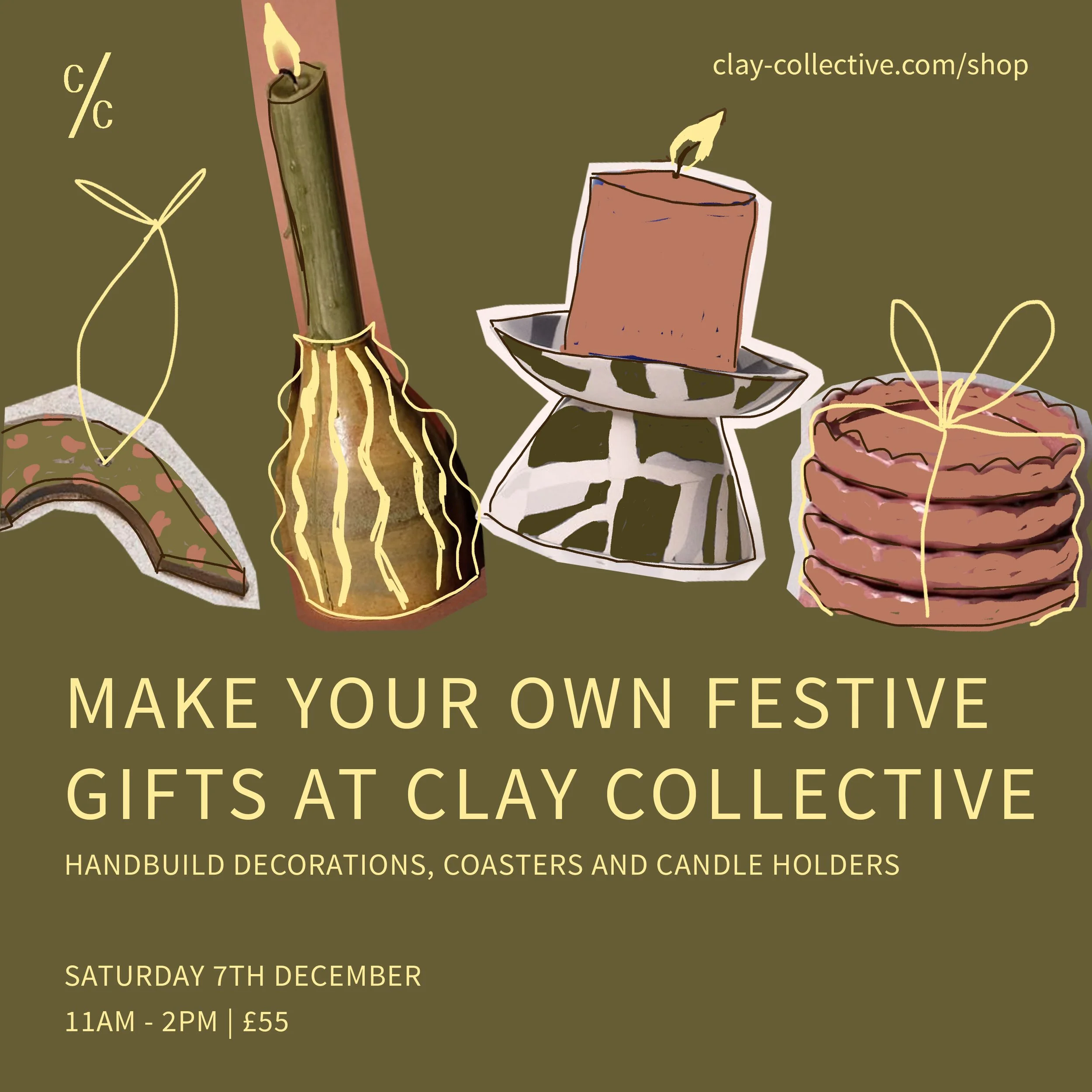 Festive Handbuilding Workshop - Saturday 7th December 2024 - 11.00 am to 2.00 pm