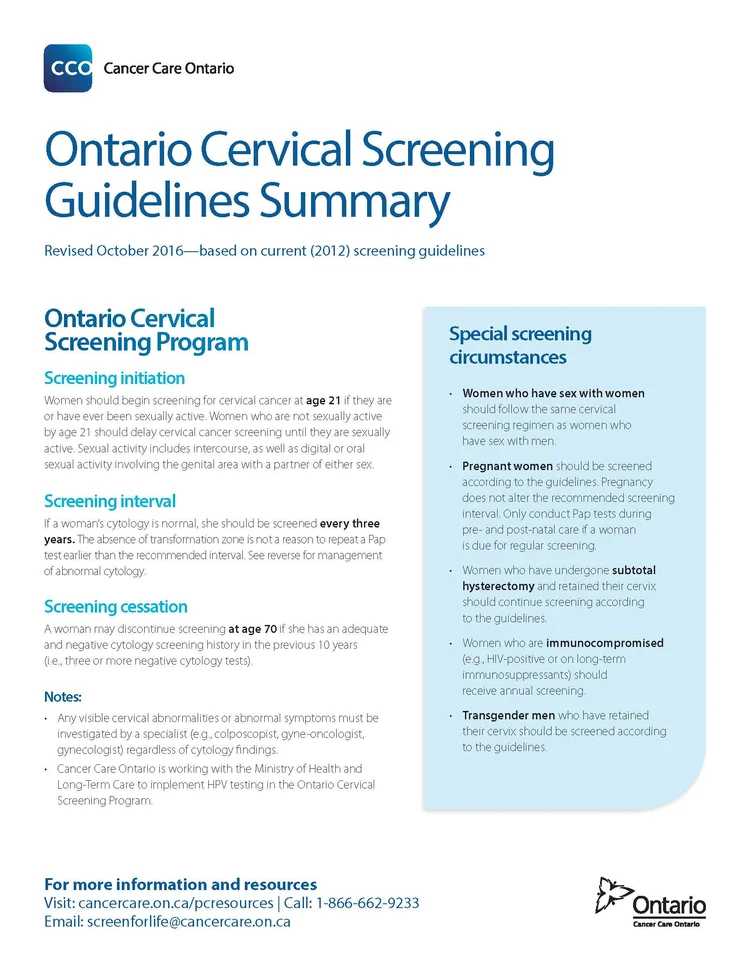 Cervical Screening Guidelines — WellOne Medical Centre