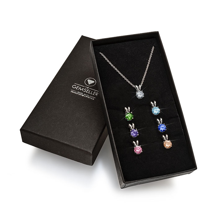 Set Of Seven Round Crystal Pendant Made With Crystals From Swarovski Jewel Set Of Seven Round Crystal Pendant, Round Crystal Pendant Necklace