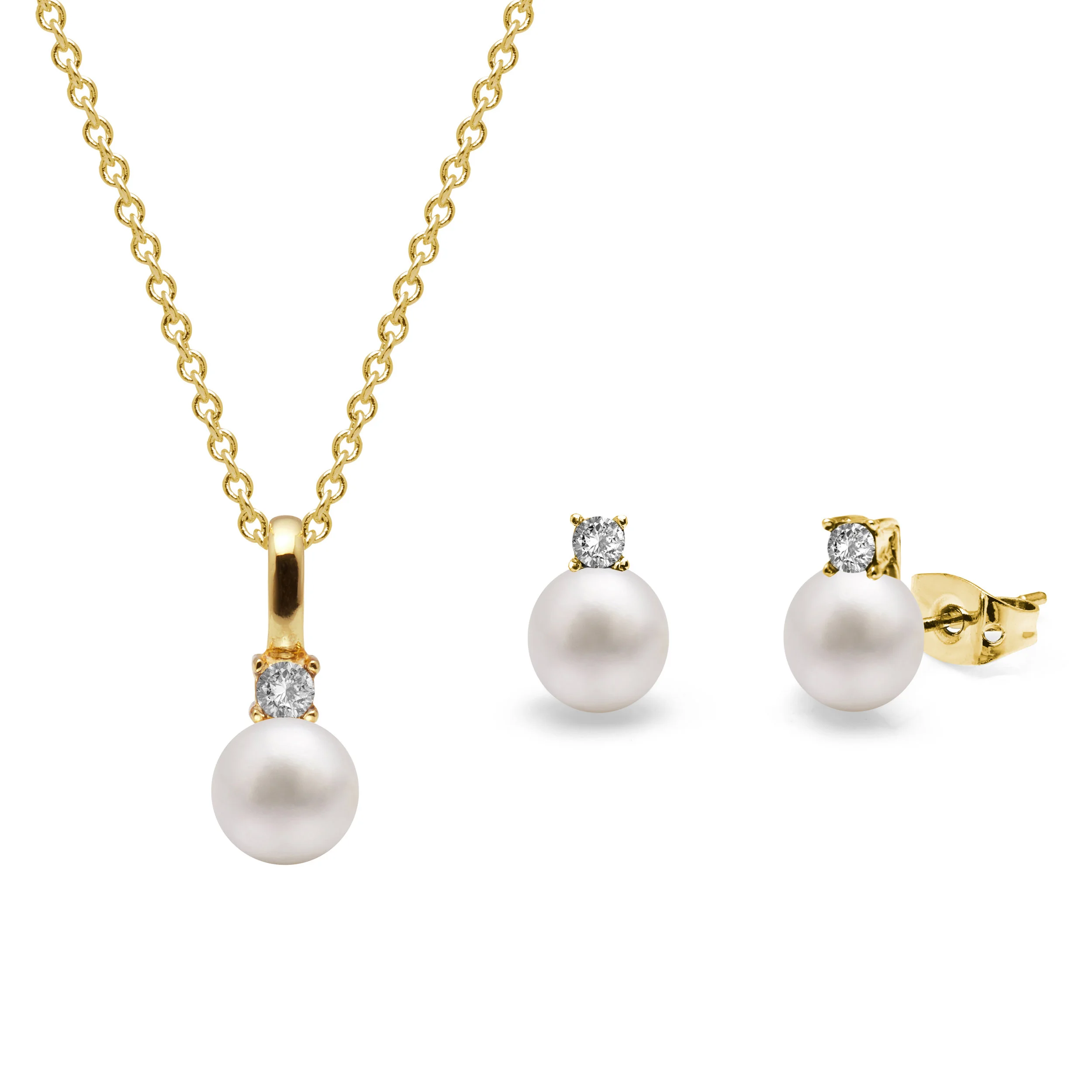 Stud Set with Genuine Freshwater Pearls 