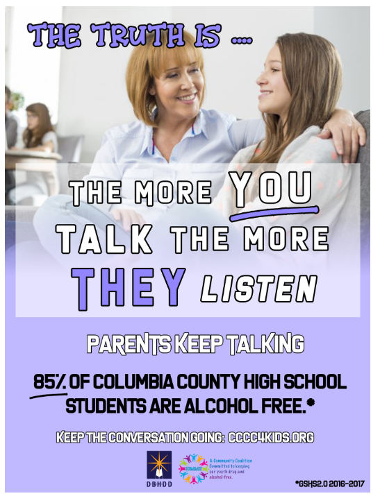 85% of Columbia County high school students are alcohol free.