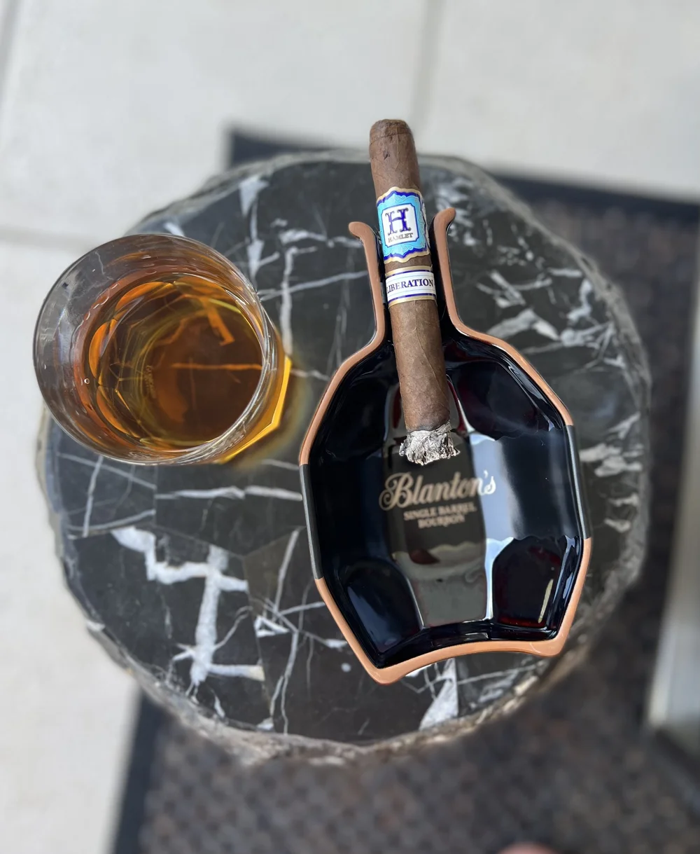 Blanton's Ashtray with Wood Presentation Box – Ceramic Half‑Bottle