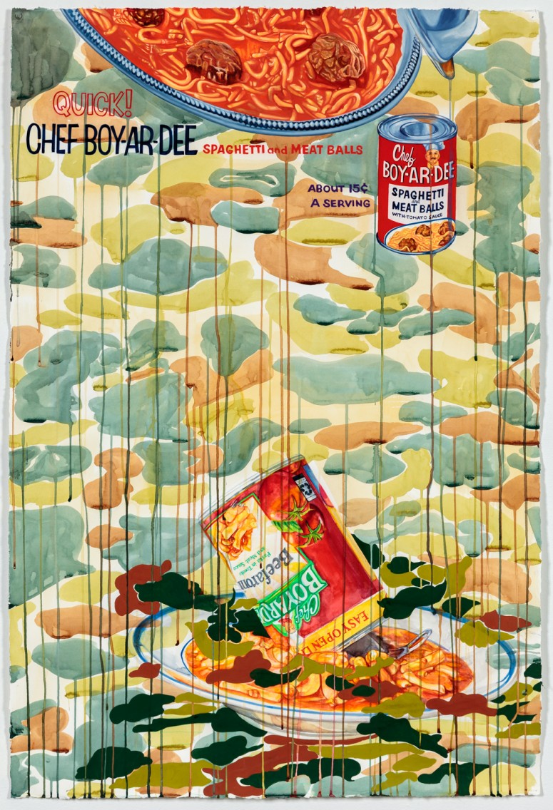 Title: Nebraska Suite No. 6: Hail to the Chef Artist: Kira Nam Greene Year: 2015 Medium: Watercolor, acrylic, gouache on paper Dimensions: 44” x 30” Price: $7500