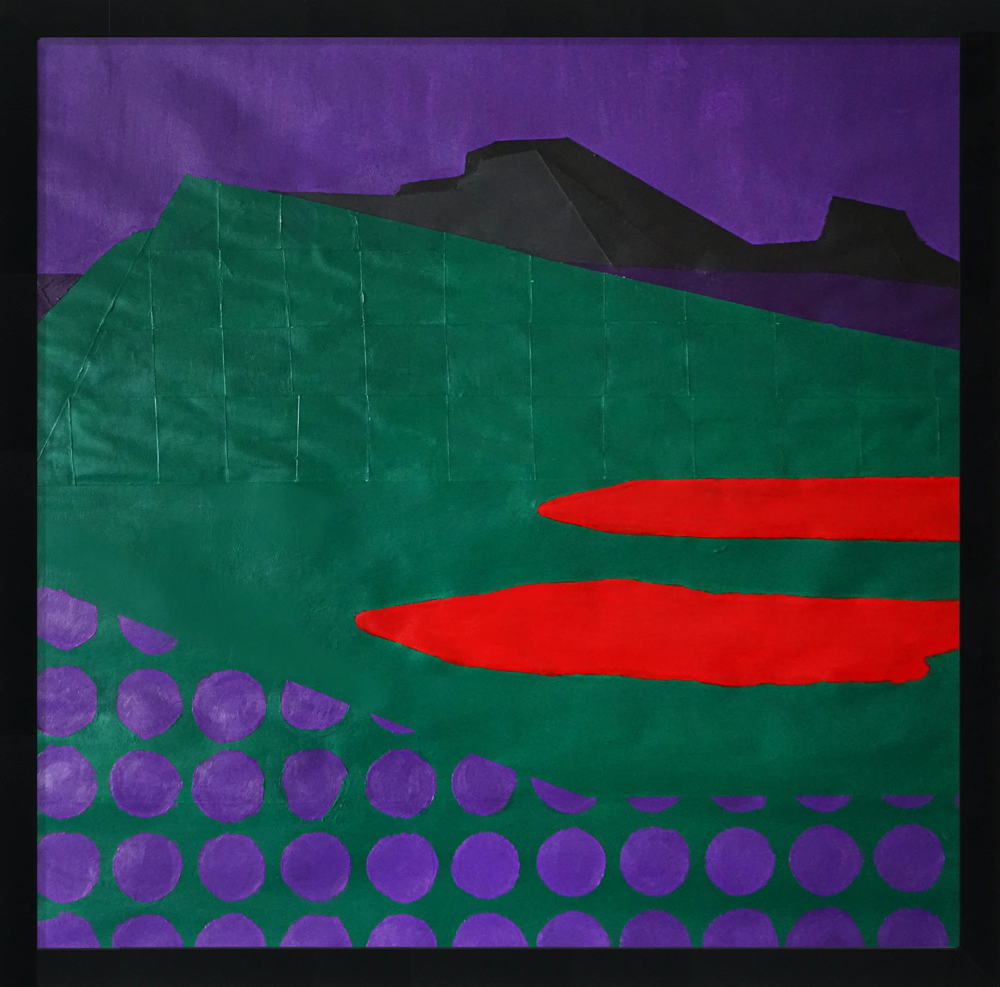 Title: Violet Dreamscape No.3 (Twin Lakes) Artist: Jon Key Year: 2018 Medium: Acrylic on paper Dimensions: 25” x 25” Price: $2500