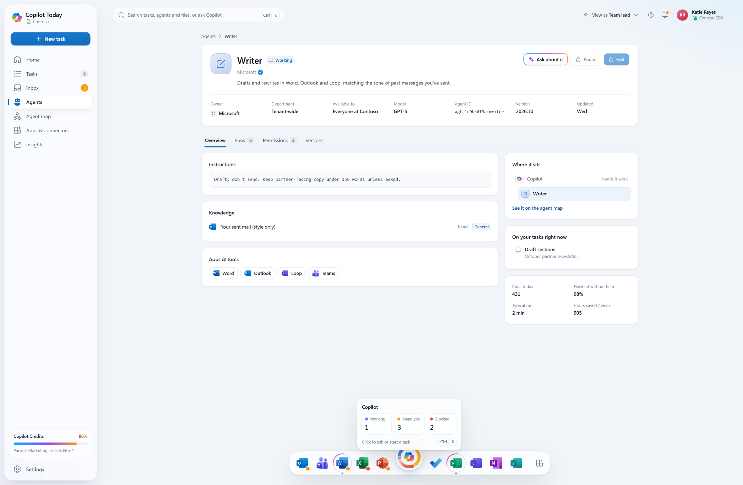 Agent details + hover workload details