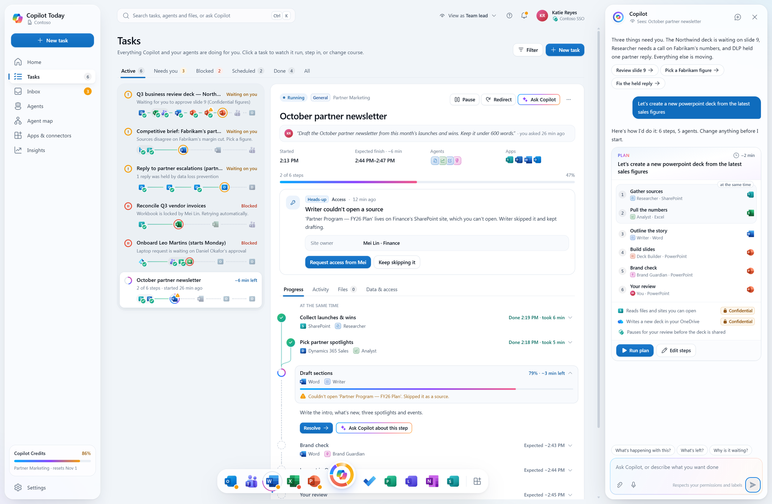Executing a task with Copilot
