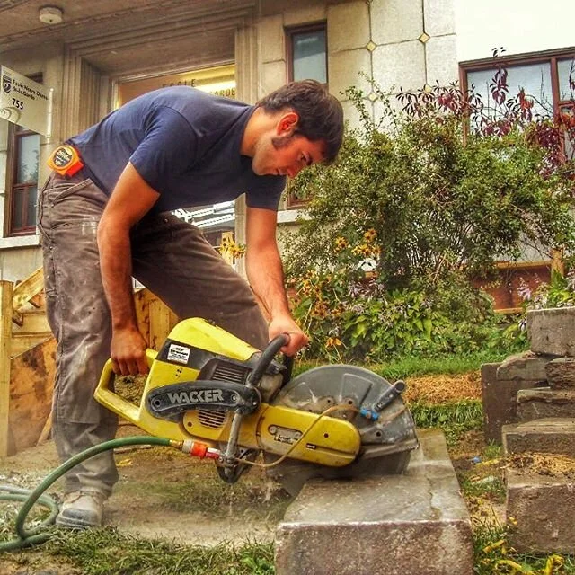 Stronger than stone. #masonry #montreal #constructionworker #wacker