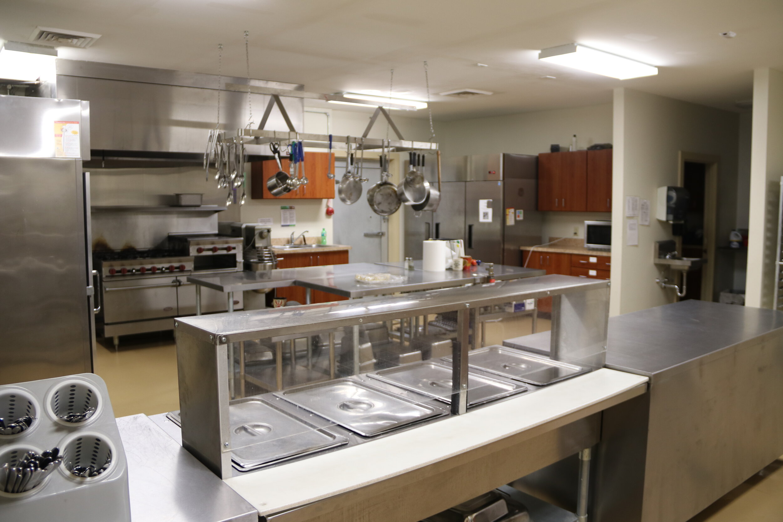  The serving line and kitchen in St. Lawrence Dining Hall 