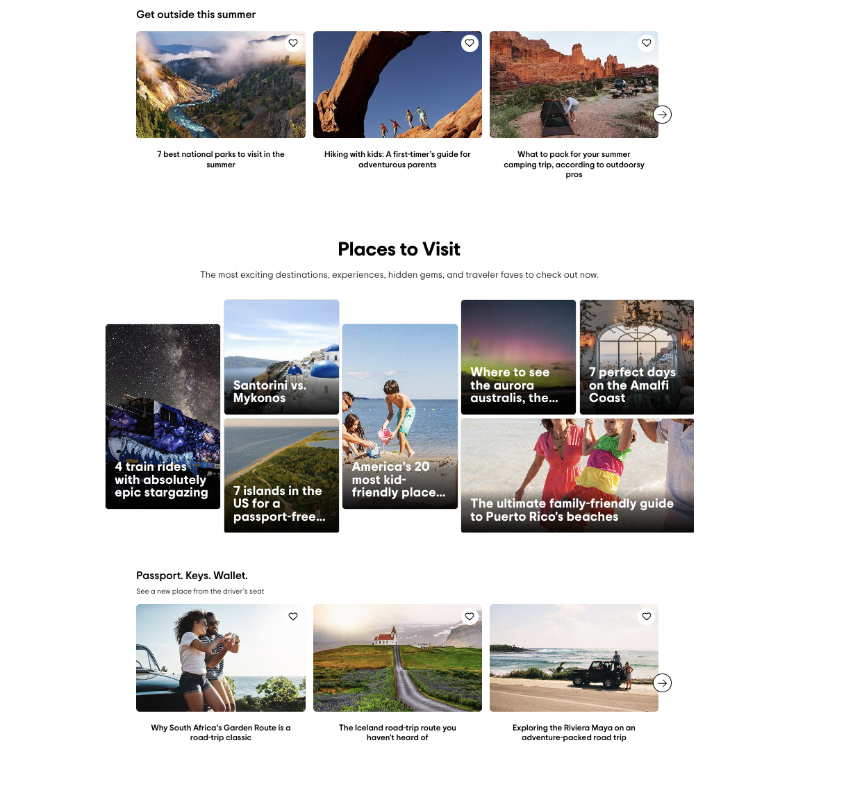 Photo of Tripadvisor story landing page featuring a variety of article previews.