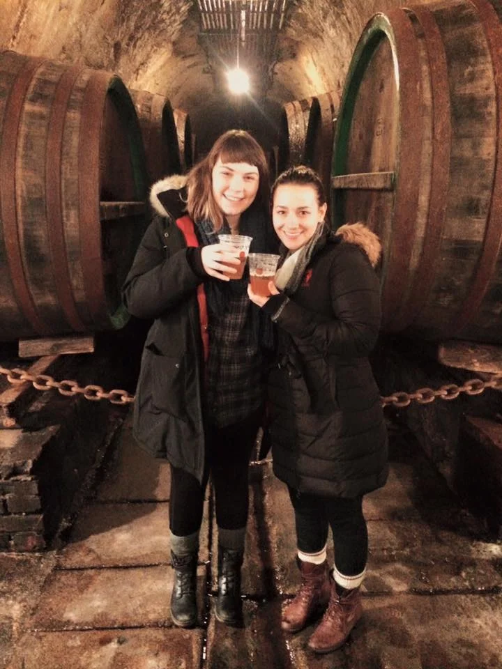 Tasting unfiltered beer from the Pilsner Brewing Factory in Pilsen, Czech Republic