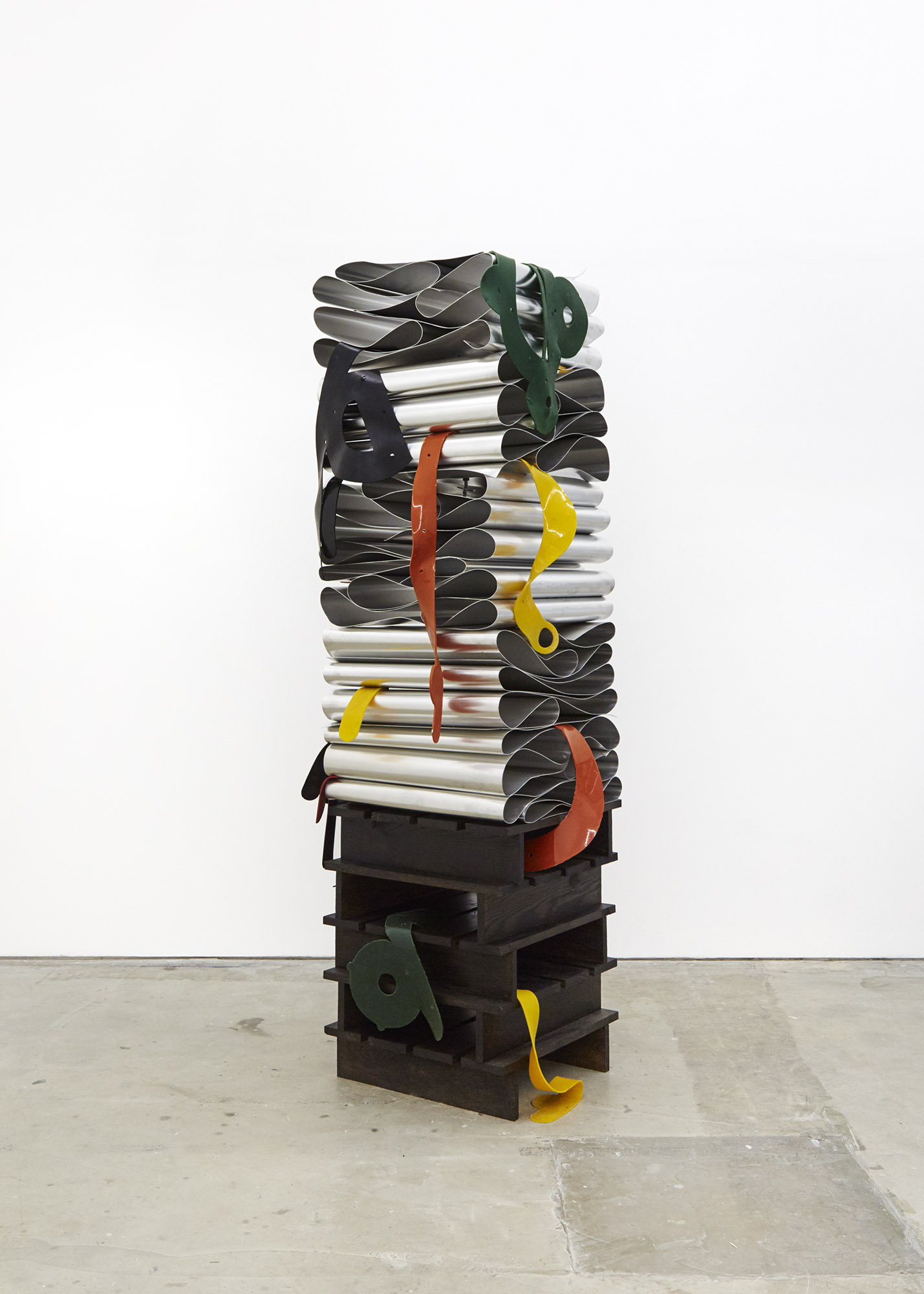 Remnant Stack Aluminium, ebonised oak, rubber 250 x 55 x 55cm, 2019