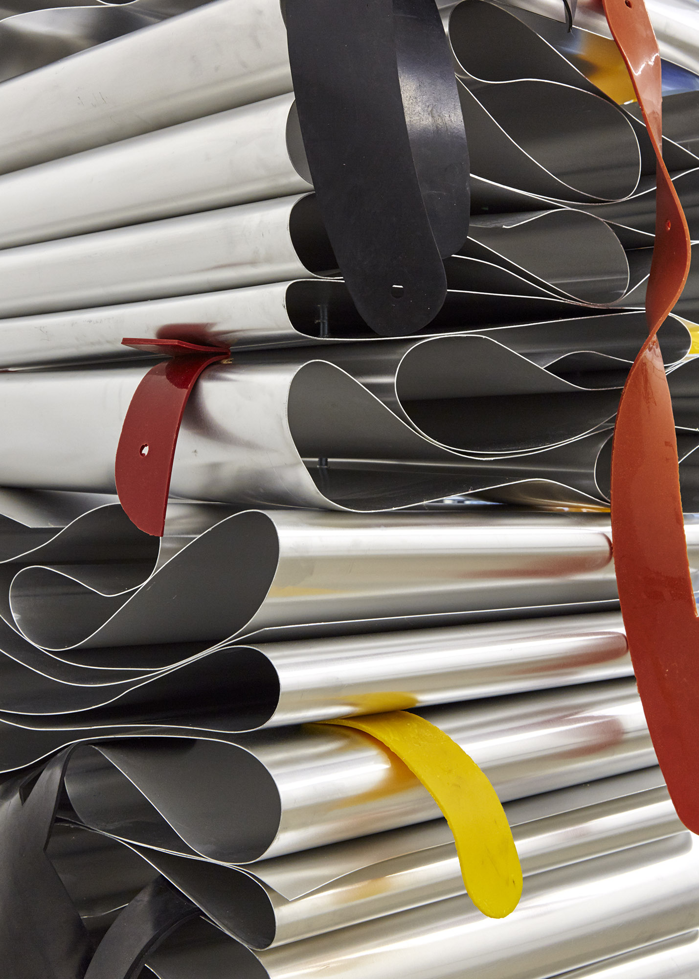 Remnant Stack (detail) Aluminium, ebonised oak, rubber 250 x 55 x 55cm, 2019