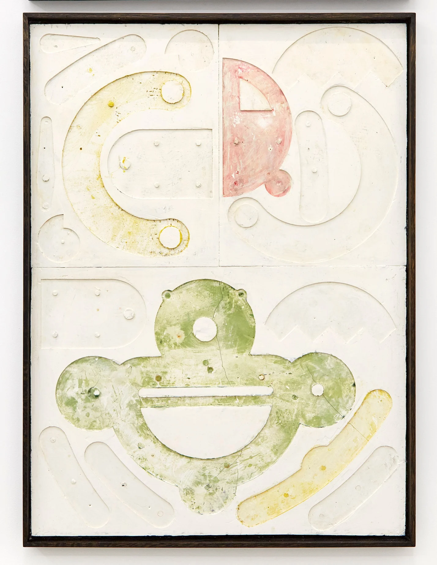 Part relief 2 Plaster, rubber residue, ebonsied oak 113 x 83cm, 2019