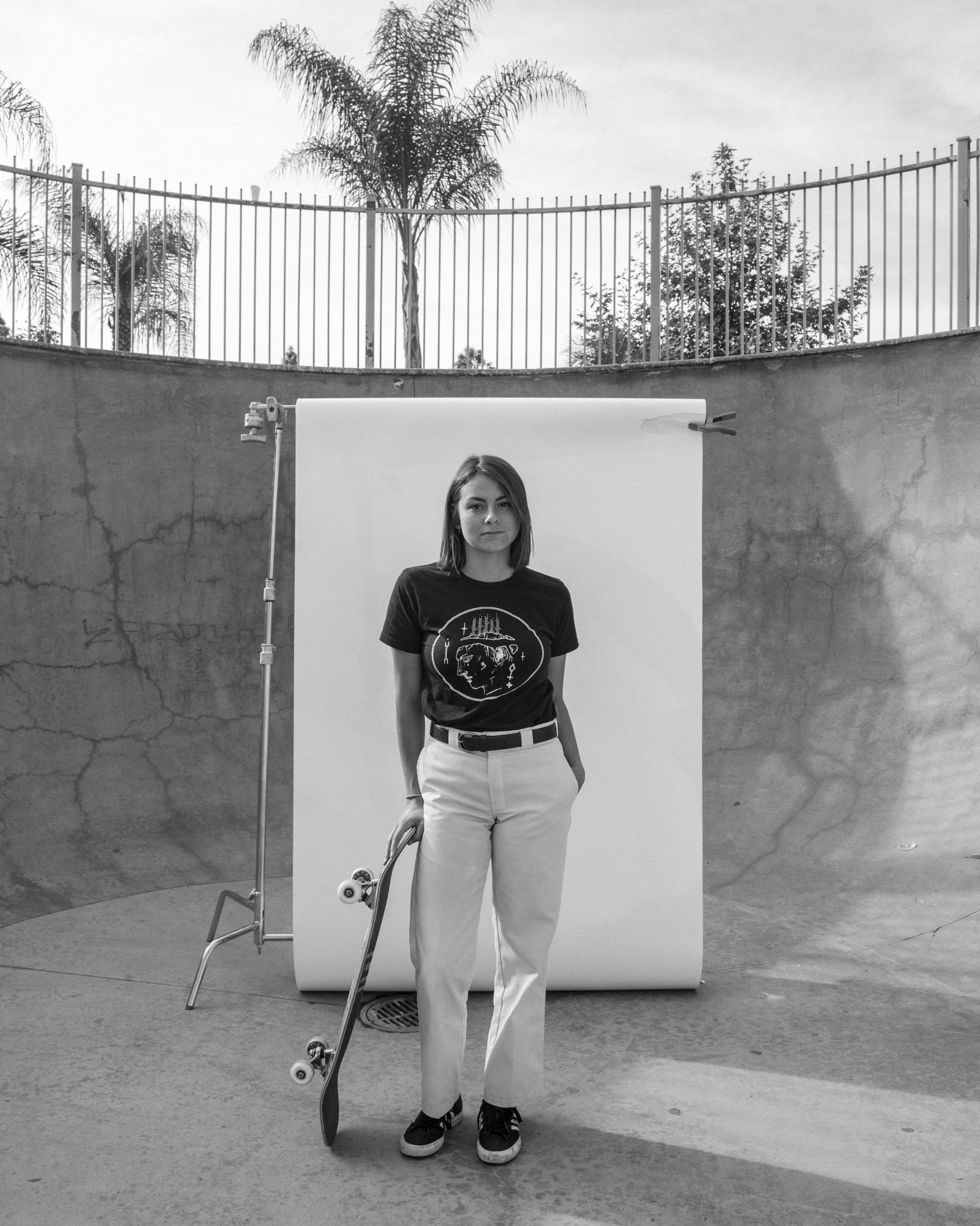  Nora Vasconcellos on assignment for Complex Magazine in partnership with Adidas Skateboarding, Whittier, CA 