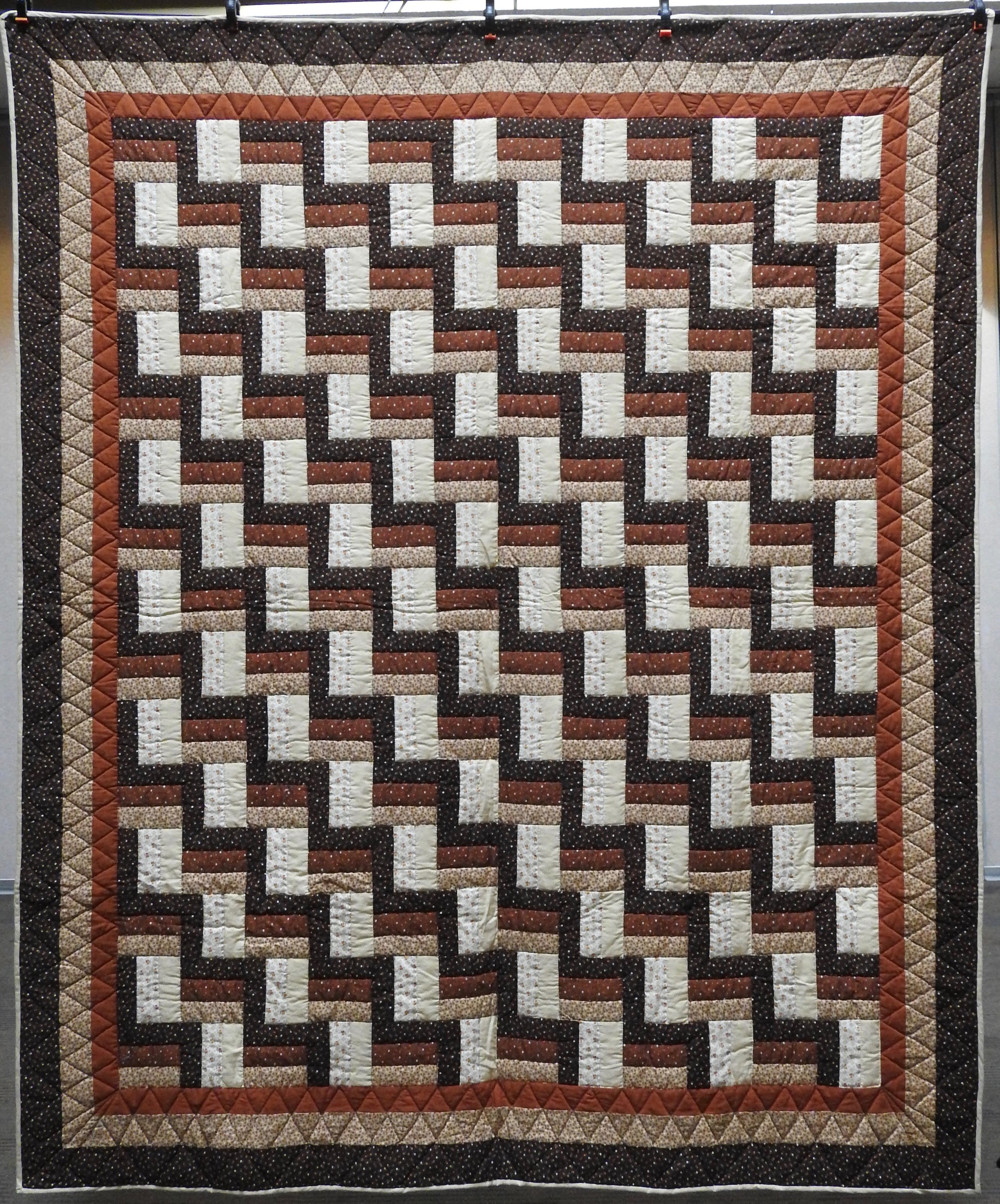  Woodsy Zig Zag 1, Pieced, Hand Quilted, donated by Lias Graber, 77 x 93