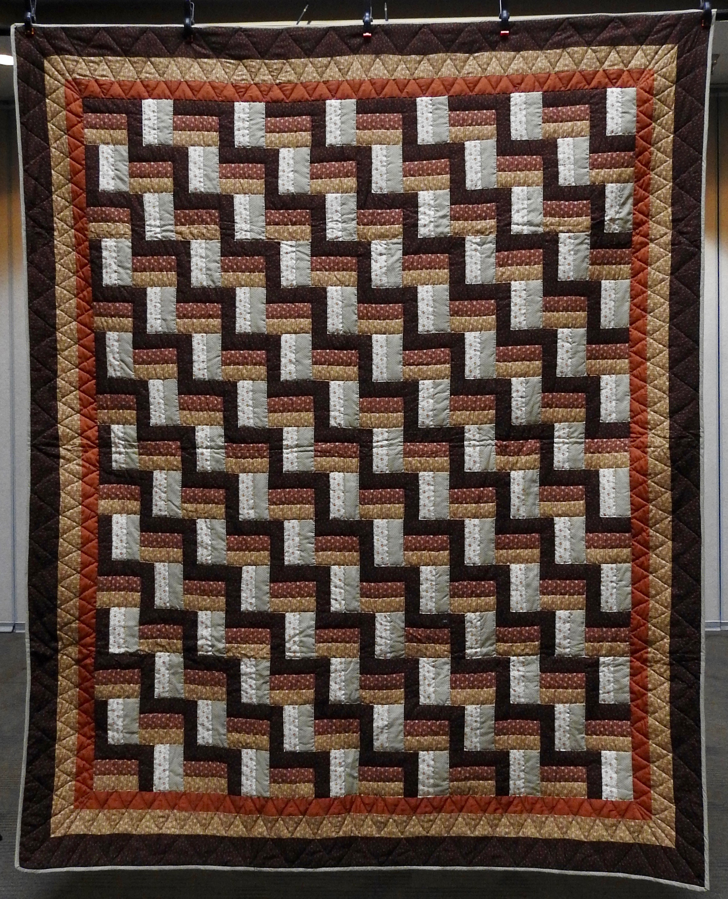  Woodsy Zig Zag 2, Pieced, Hand Quilted, donated by Lias Graber, 77 x 93