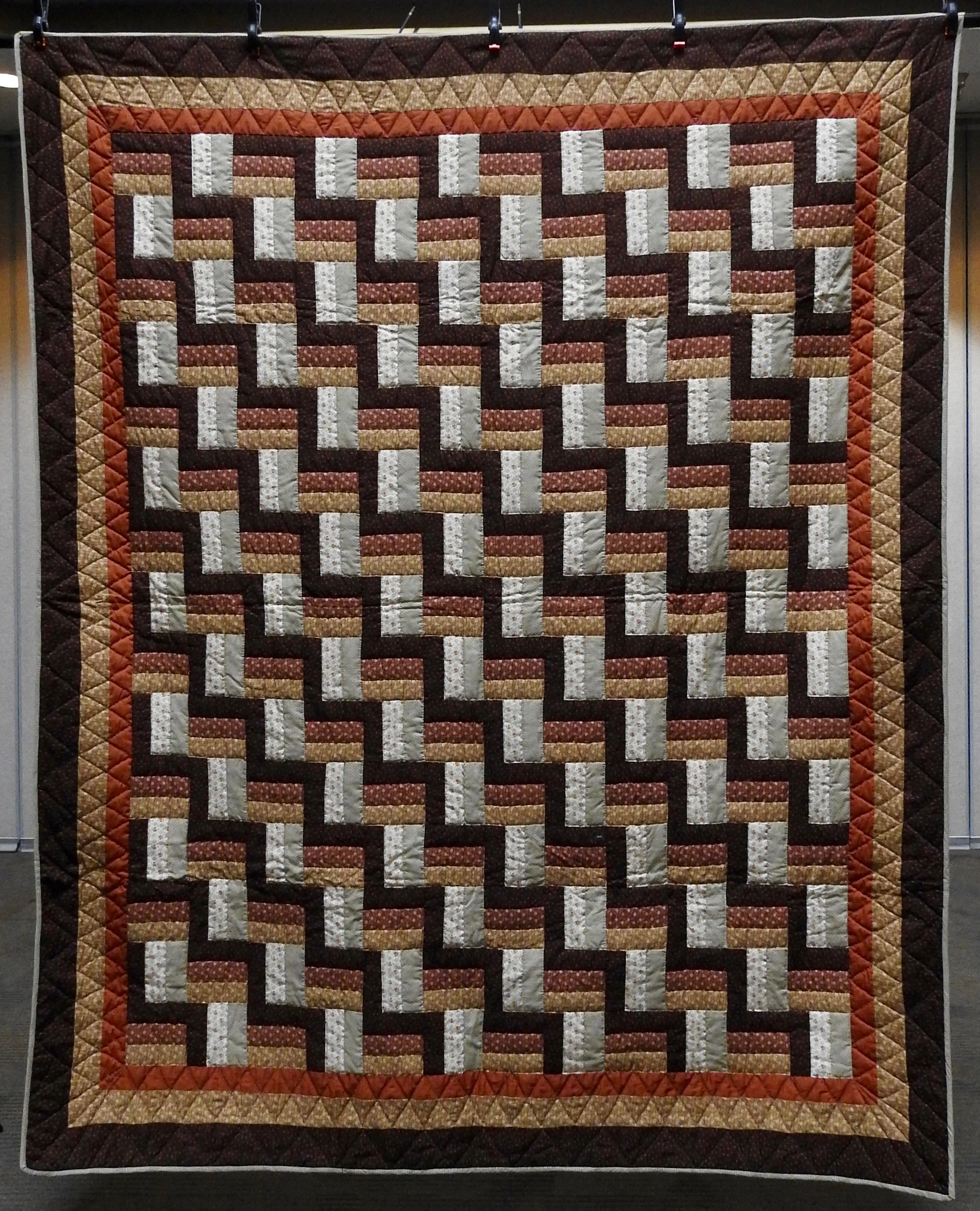 Woodsy Zig Zag 2, Pieced, Hand Quilted, donated by Lias Graber, 77 x 93