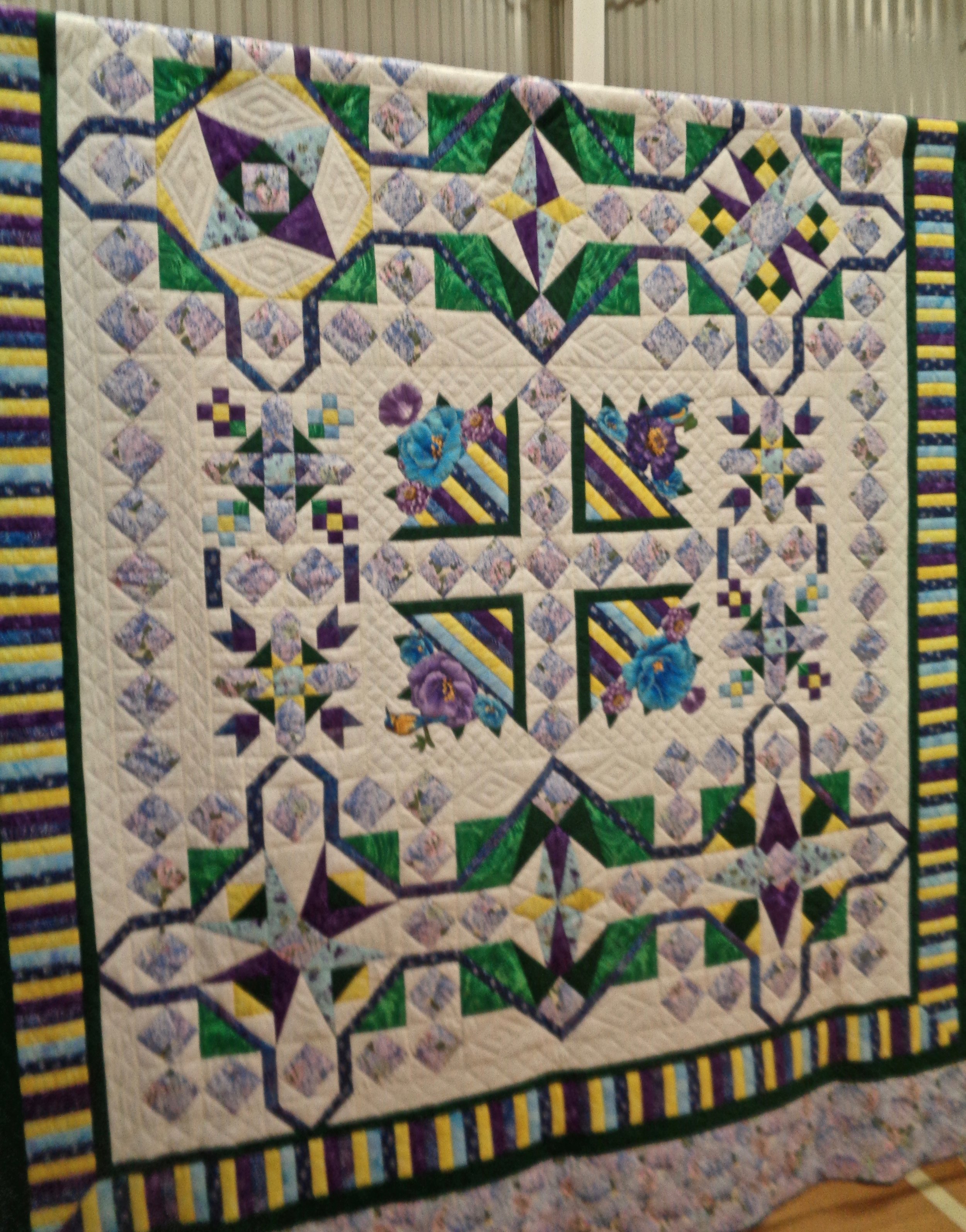 Dazzling Diamonds, Pieced &amp; Hand Quilted by Jane Nussbaum, donated by First Mennonite Church-Berne, 99 x 111”