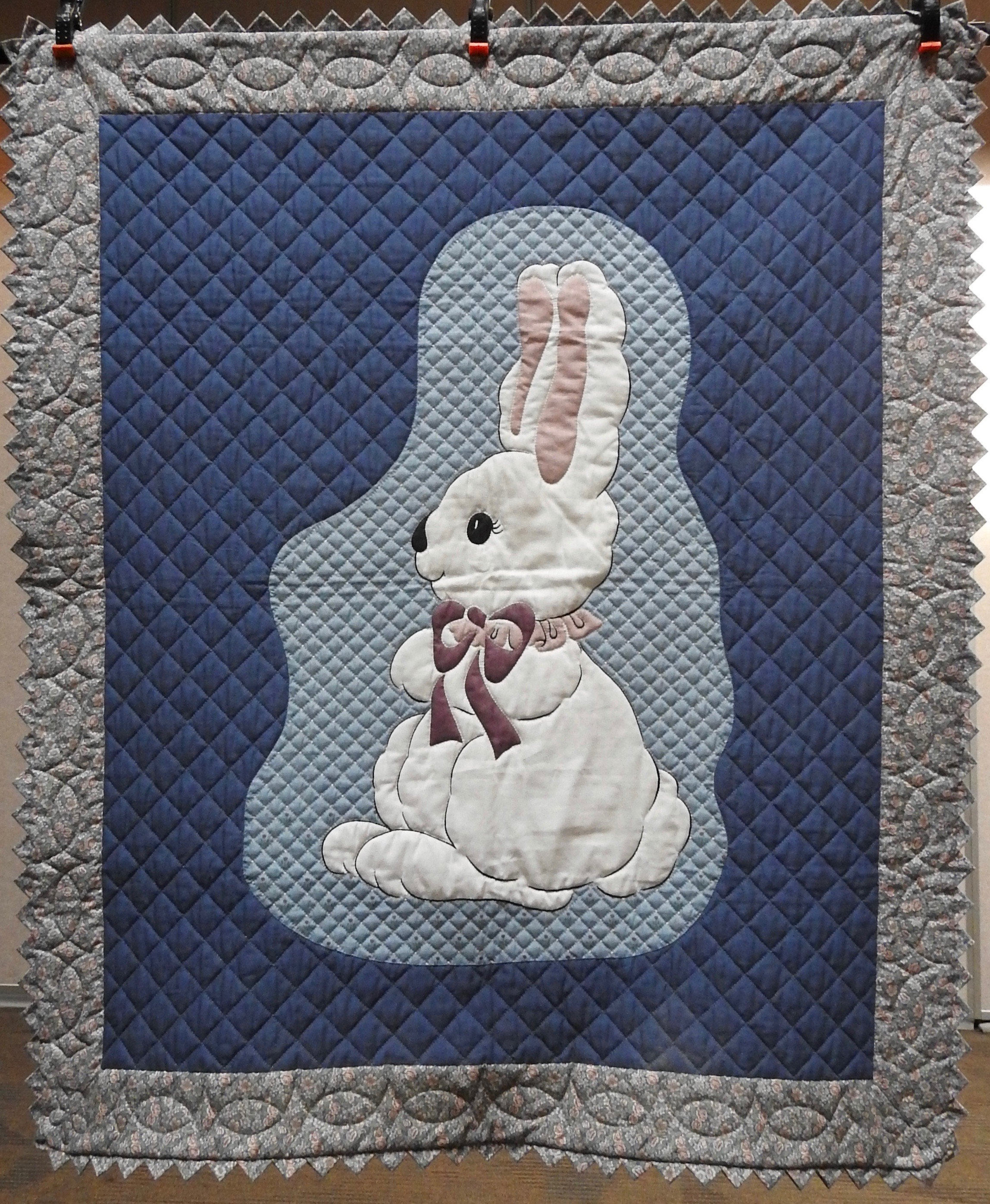 Rabbit Wall Quilt, Designed by Karen Moss, Appliquéd and Hand Quilted by Isabel Leipprandt, donated by Wayne &amp; Karen Moss, 45 x 52”