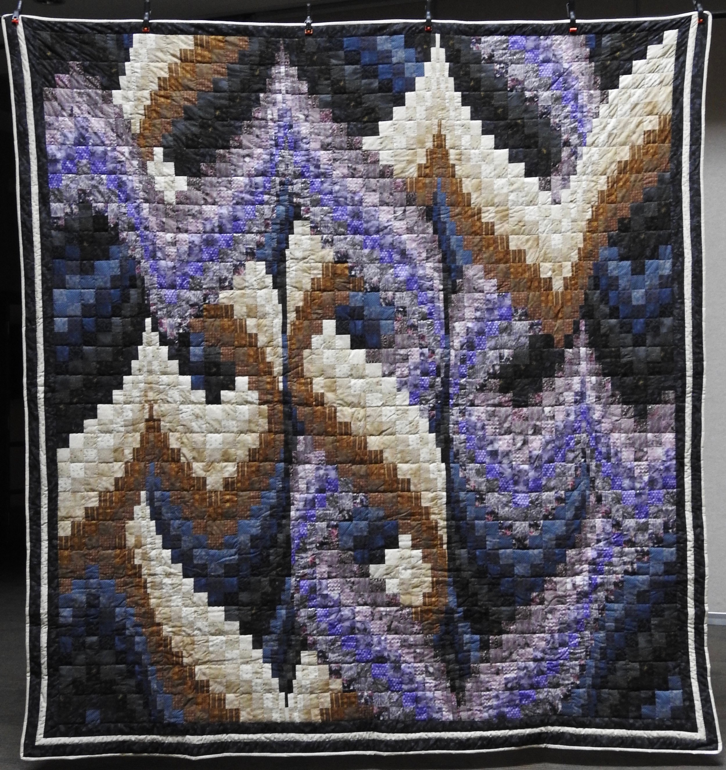 Braided Bargello, Pieced, Hand Quilted, Donated by Kokomo Amish Church, 96 x 100”