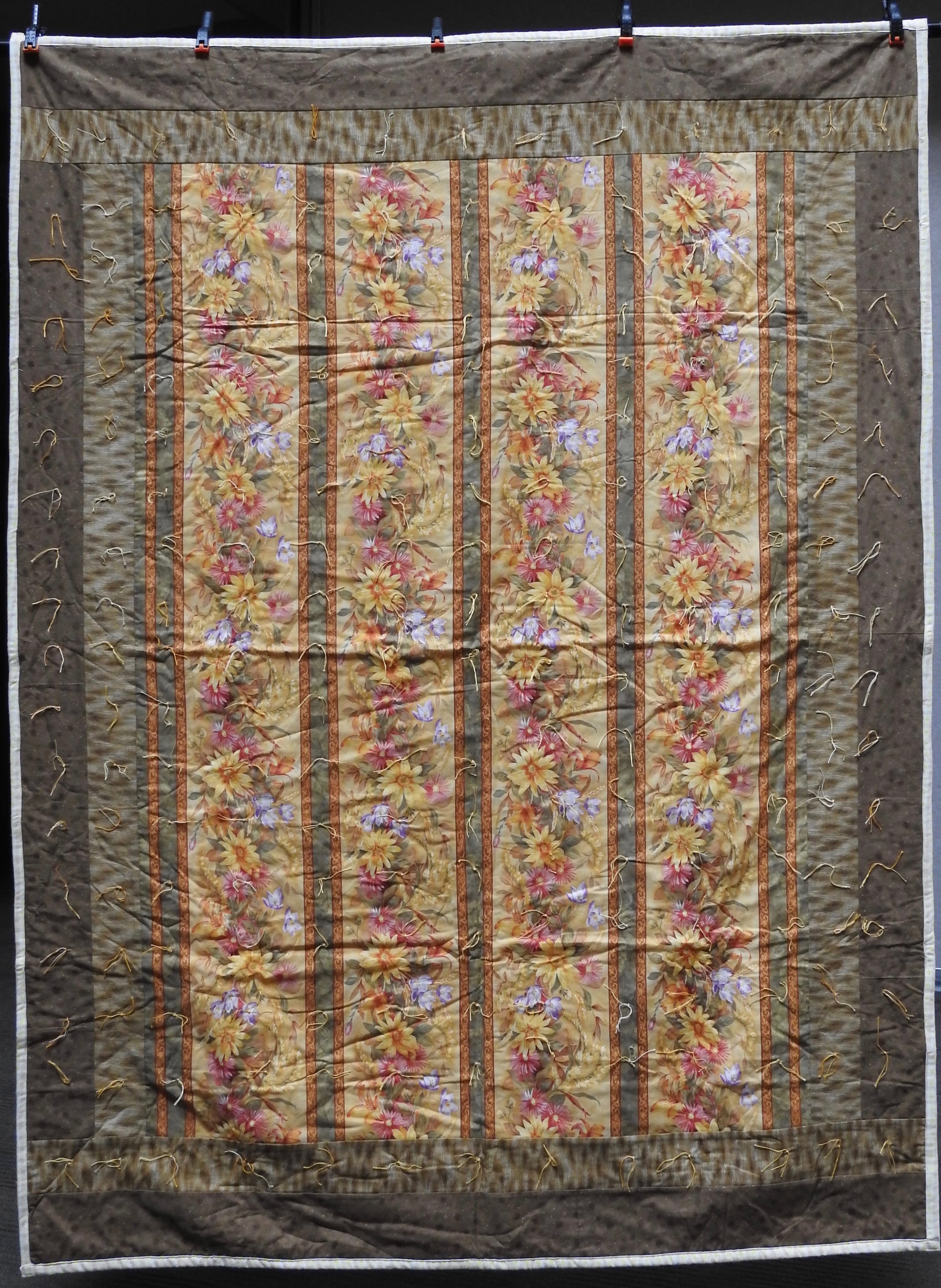  Summer Flowers Comforter, Pieced &amp; Knotted, donated by Howard-Miami Mennonite Church, 60 x 80”