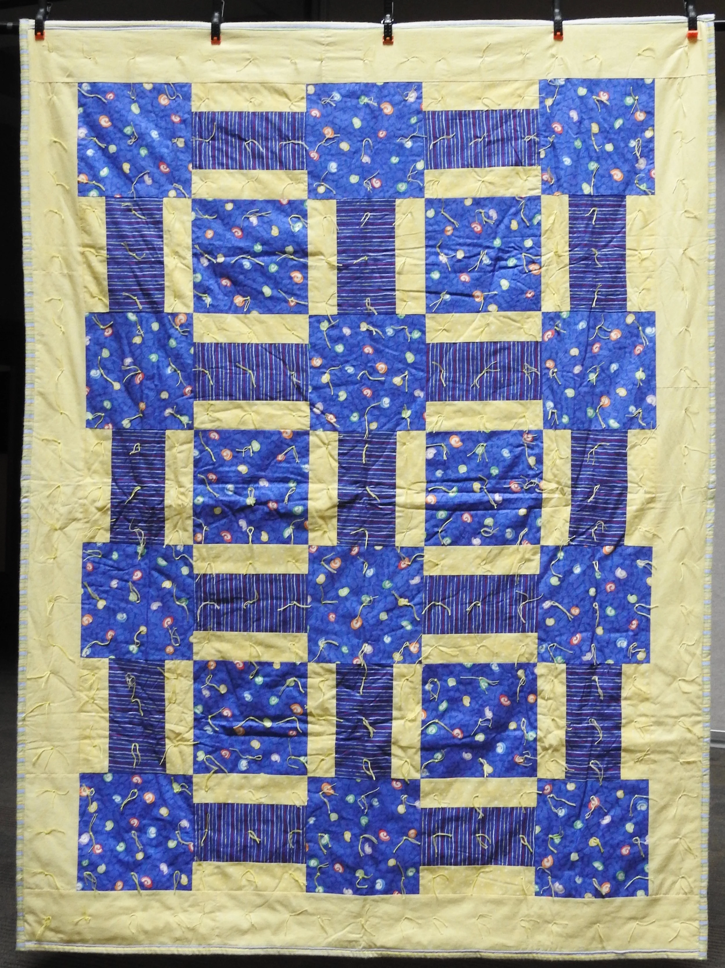 Day & Night Comforter, Pieced & Knotted, donated by Howard-Miami Mennonite Church, 60 x 80”