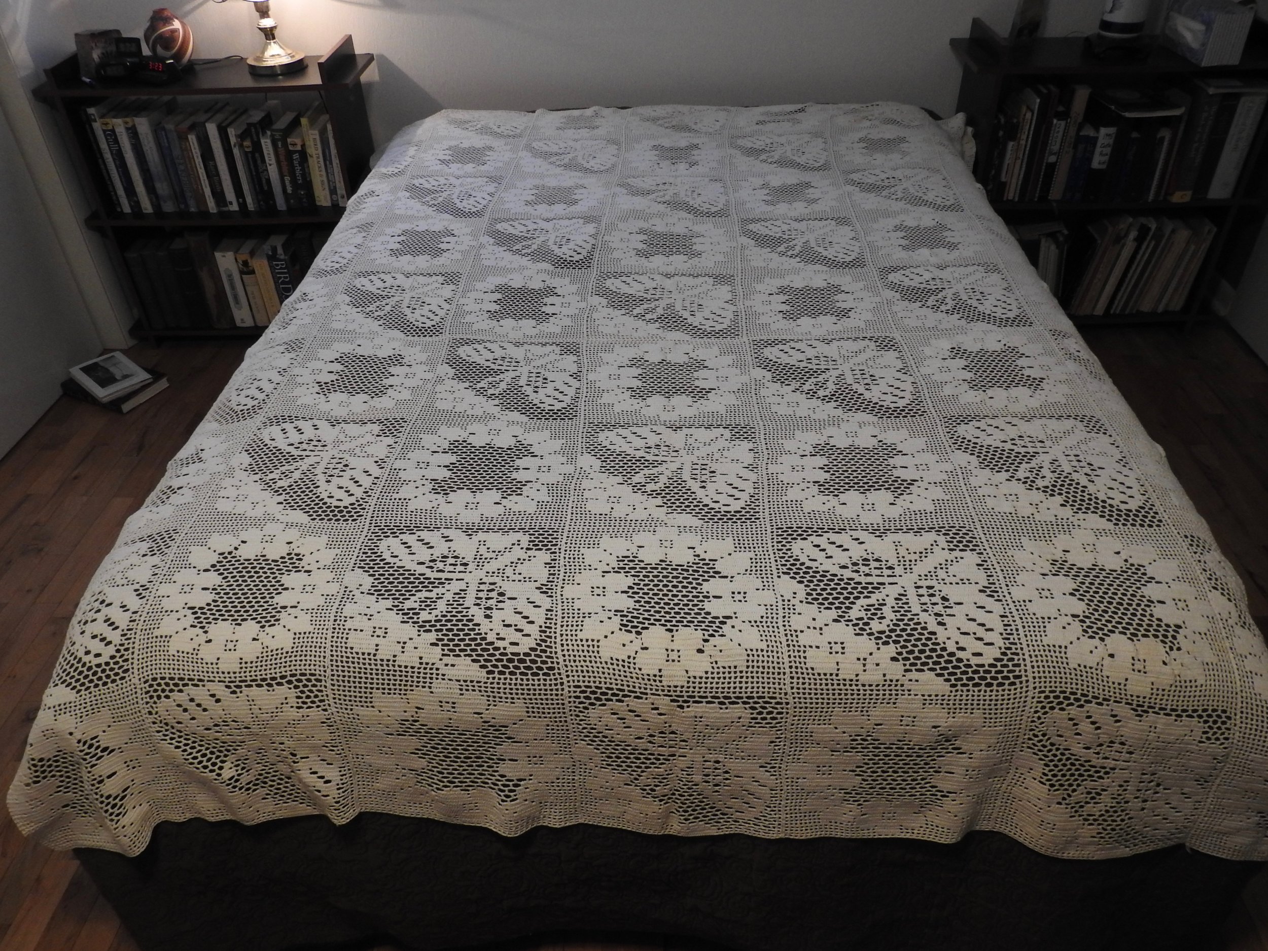 Crocheted Bedspread, Crocheted by Karen Moss, donated by Wayne &amp; Karen Moss, 70 x 87.  